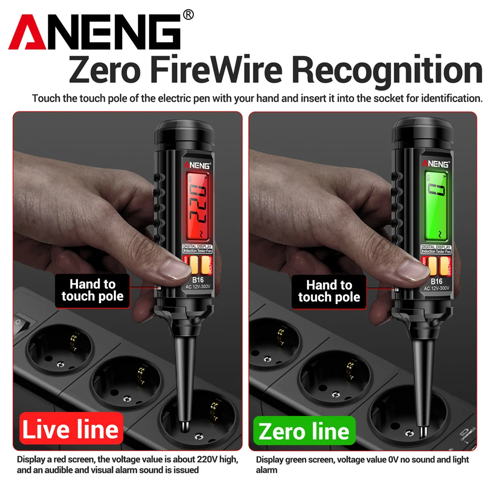 ANENG B16 Induction Test Pen Non-Contact Professional AC 12V-300V Voltage Detection Electrician Screwdriver Live Wire Tester Pen