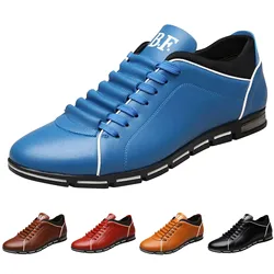 Shoes for Men Fashion Solid Leather Business Sport Flat Round Toe Casual Shoes