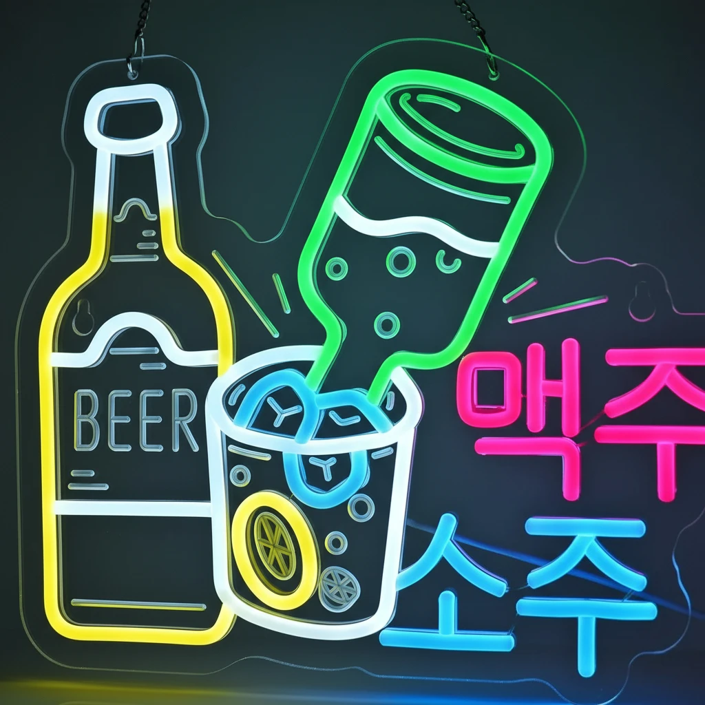 الكورية السوجو البيرة النيون USB بالطاقة أضواء LED عكس الضوء لمطعم Izakaya بار كاريوكي متجر مطعم رجل الكهف ديكور #3