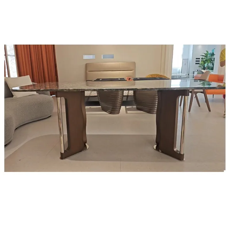 طاولة طعام رخامية فاخرة بتصميم حديث، شقة فيلا منزلية، أثاث داخلي جديد #3
