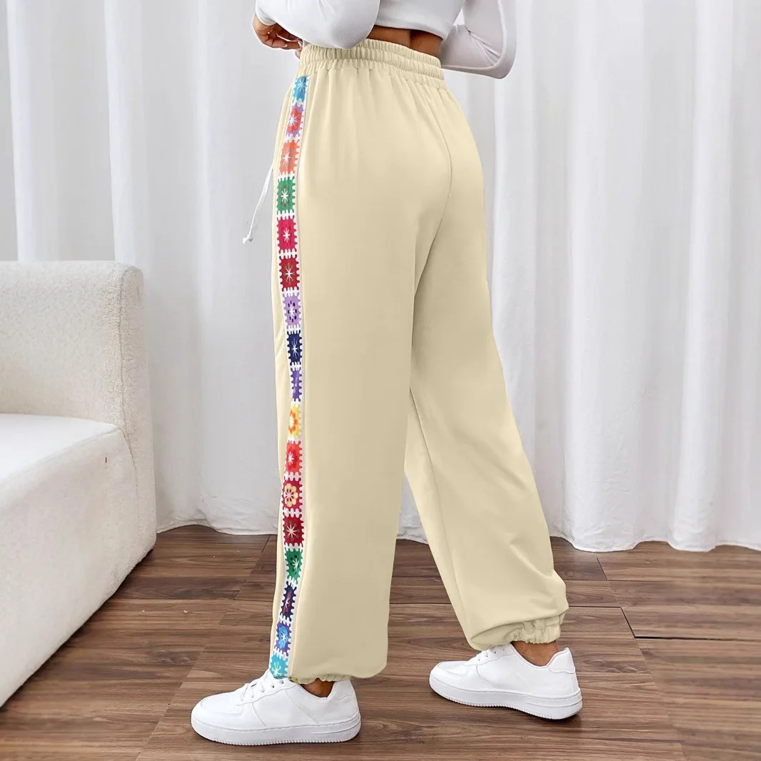 2026 Women's New Fashion Trend High Quality Loose Casual and Comfortable Color Striped Stitching Women's Bottoms Sweatpants