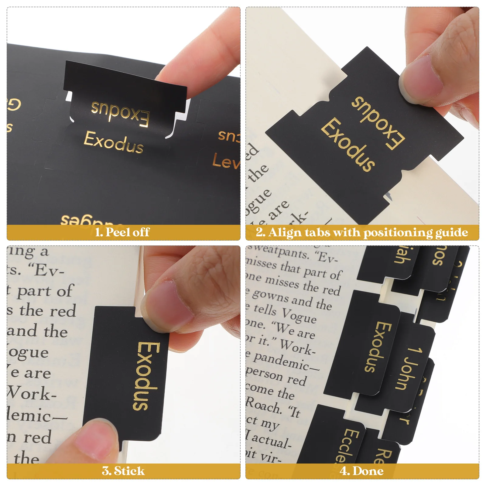 

5 Sheets Bible Index Tabs PVC Adhesive Labels Efficient Reading Bible Book Tabs Study Supplies Book Accessories