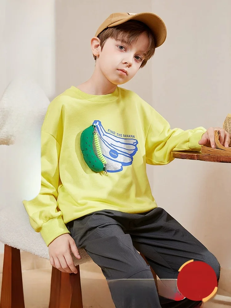 sweat-shirt-jaune-a-col-rond-pour-garcons-vetements-de-rue-tendance-pour-enfants-imprime-banane-melange-confortable-de-coton-et-de-polyester