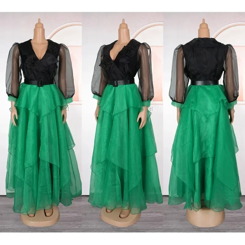 

Африканские летние платья для женщин, платье с пышными рукавами, элегантная многослойная юбка, одежда больших размеров, Djellaba Africa, повседневная одежда, новинка 2023 г.