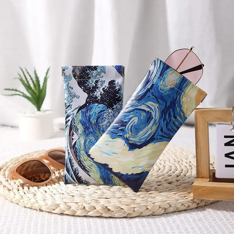 1pc Vincent Van Gogh Painting Glasses Bag Closure Travel Sunglasses Reading Glasses Storage Pouch Waterproof Eyewear Holder image 4