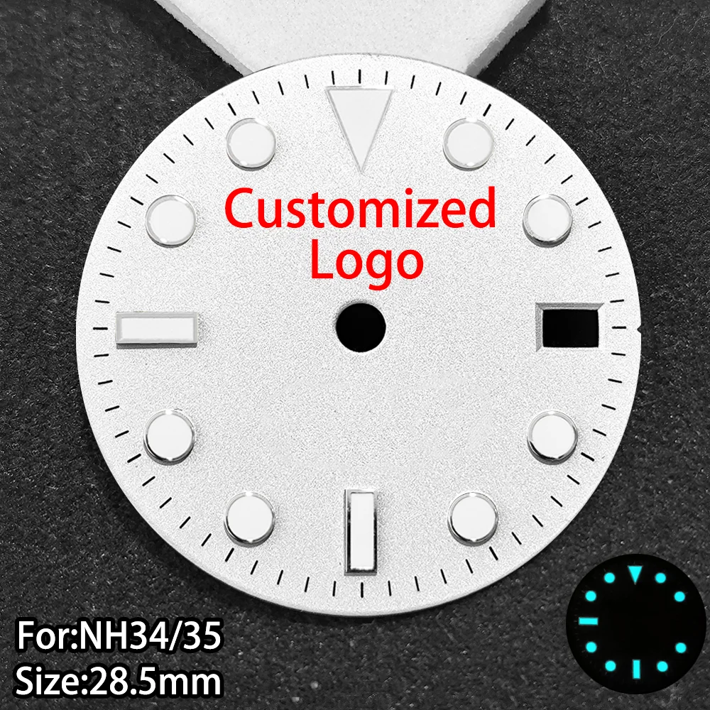 

Customized Logo Dial Nh35 Dial Nh34 Dials For NH35 Watch Dials 28.5mm Dials Blue Luminous Single Calendar Multi-color Watches