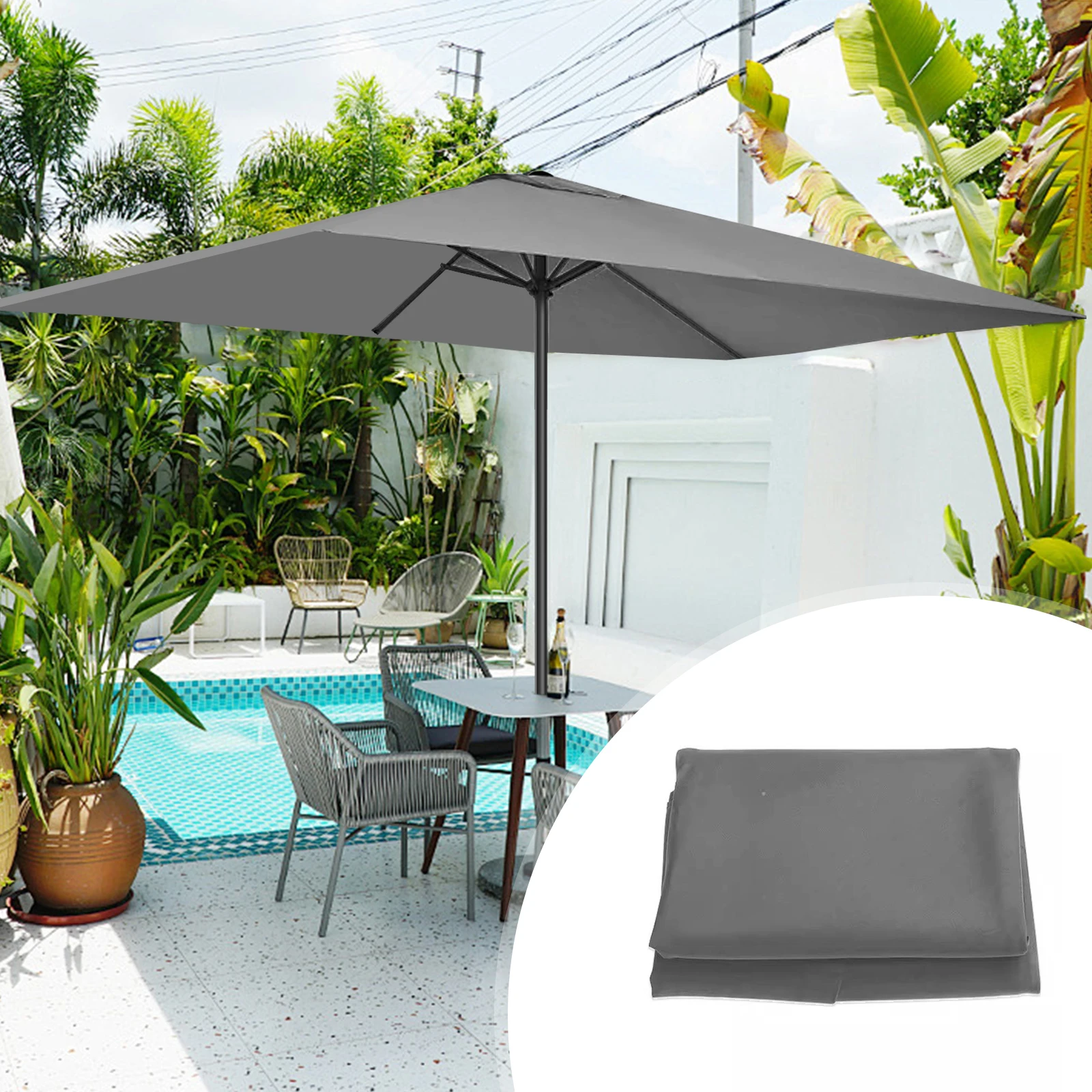 Replacement Canopy Canopys Polyester Cloth 2x3M UV-protected And Breathable Outdoor Garden Rainproof Square Patio Umbrella