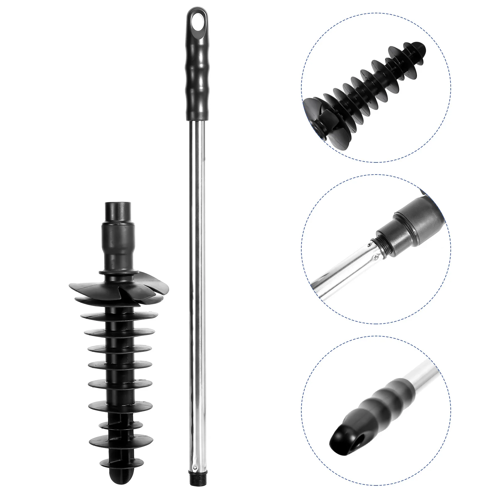 

1pc Toilet Plunger Strong Suction Unclogger Tool Thickened Stainless Steel Rod Home Bathroom Kitchen Sewer Cleaning Accessory