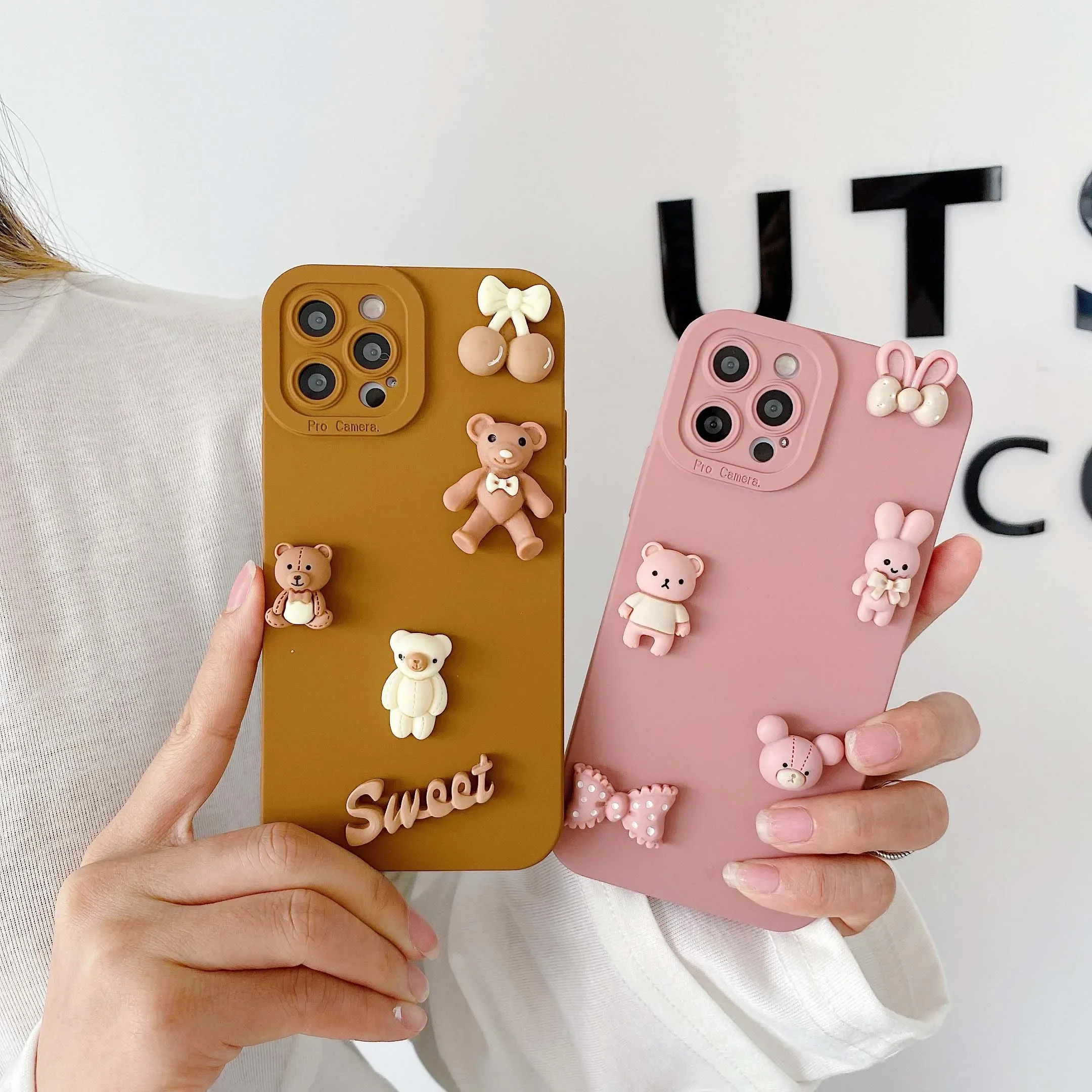 Cartoon Bears Phone Cases for iPhone 15 14  Plus 11 13 12 Pro Max Camera Lens Protective Case for iPhone XR X XS Max 7 8 Plus