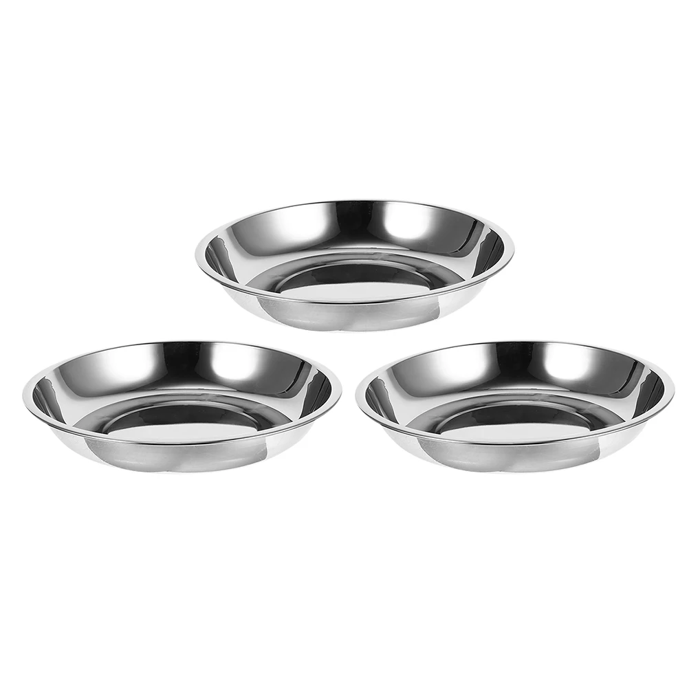 

3 Pcs Stainless Steel Pet Bowls Shallow Wide for Cats Dogs Food Water Durable Nonslip Reusable Sturdy Easy Clean
