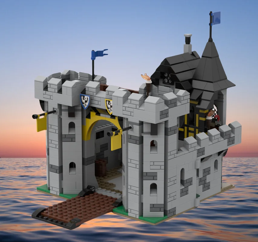 Juguetes de bloques de construcción MOC, modelo de castillo de construcción de águila negra, juguete a juego, bloques de construcción, decoración de partículas pequeñas, juego de 1071 Uds.