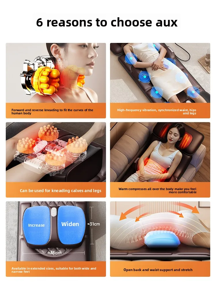 Multifunctional Full Body Massage Mattress, Automatic Kneading Massage Cushion for Cervical Waist Back Home Use