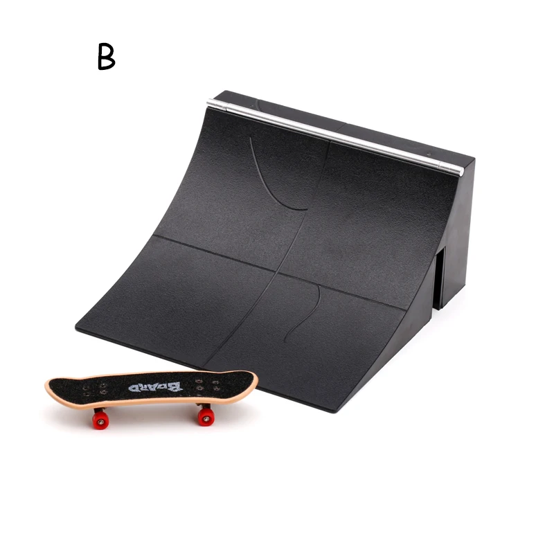 Training Games Scene 6 In 1 Black Finger Skating Board With Ramp Parts Track Kids Toys Gift Kate DIY Mini Skateboard Toys