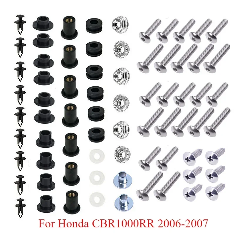 Complete Full Fairing Bolts Screws Kit Stainless Steel Motorcycle Accessories Body Screws Nut Part for Honda CBR1000RR 2006 2007