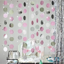 4m Paper Garland Banner Glitter Bunting String Circle Curtain Tassels Party Backdrop Xmas Wedding Birthdays Baby Shower Decor