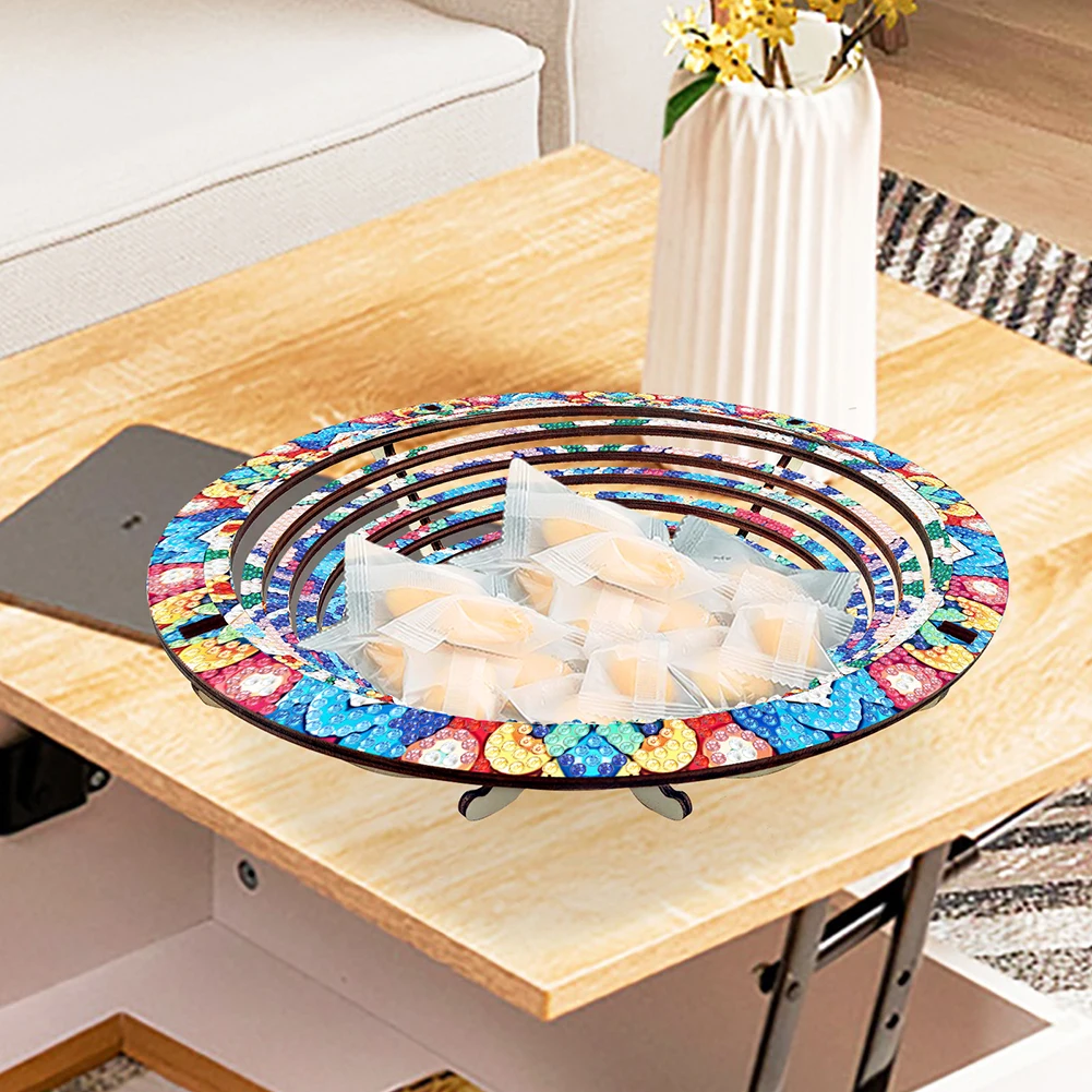 

Diamond Painting Wooden Serving Tray Decorative DIY Diamond Painted Wooden Dining Plate Good for Parties Or Bed Food Tray