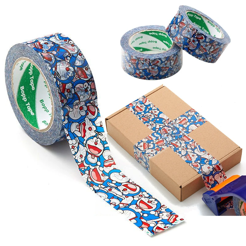 4.5cmx100M Doraemon Adhesive Tape Anime Box Carton Sealing Packing Tape DIY Mounting Fixing Tape Cute Adhesive Tapes Accessories