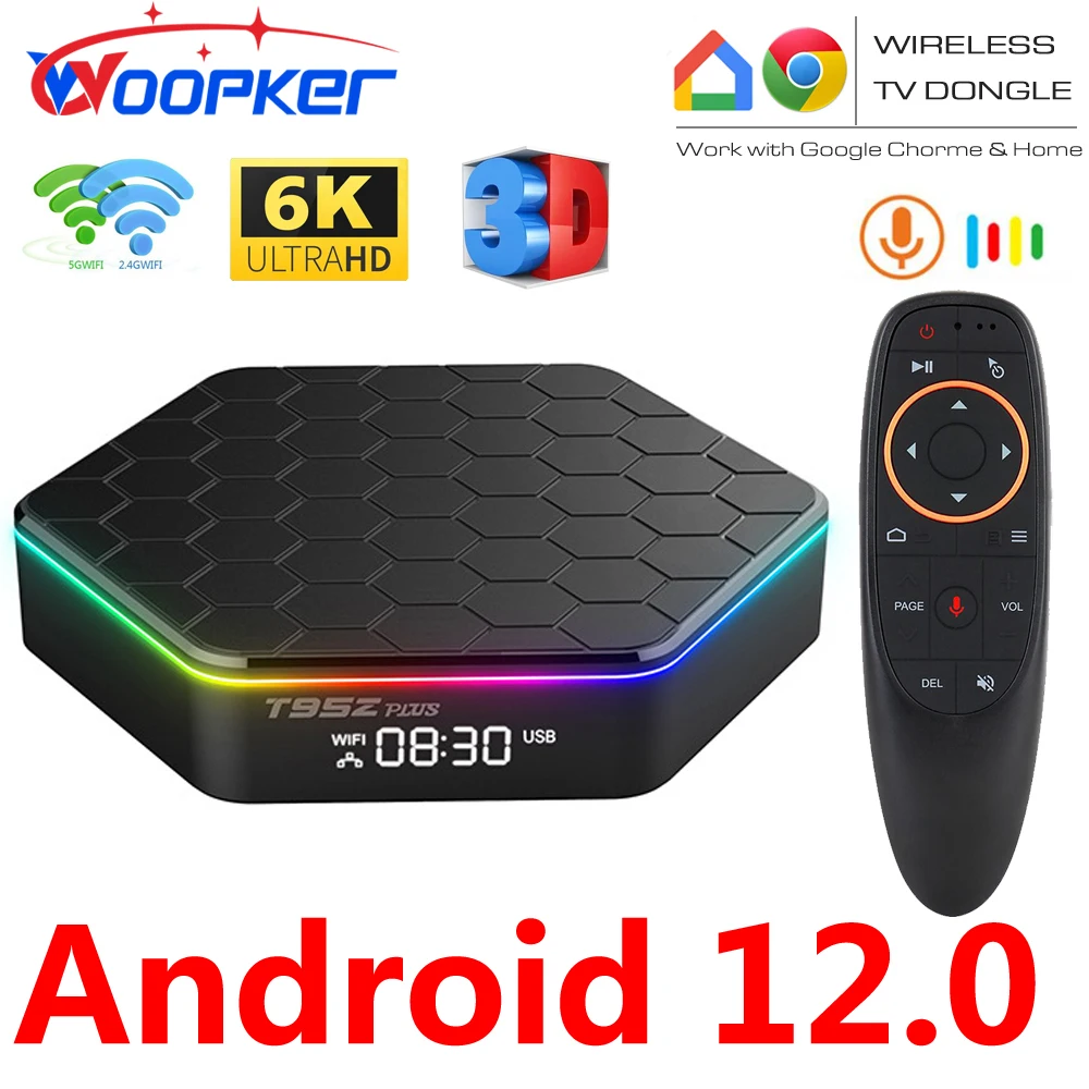 Woopker T95Z PLUS Smart TV Box  Android 12 4GB 64GB Allwinner H618 Chip Dual Band Wifi6 1080P 6k Media Player Set Top Box