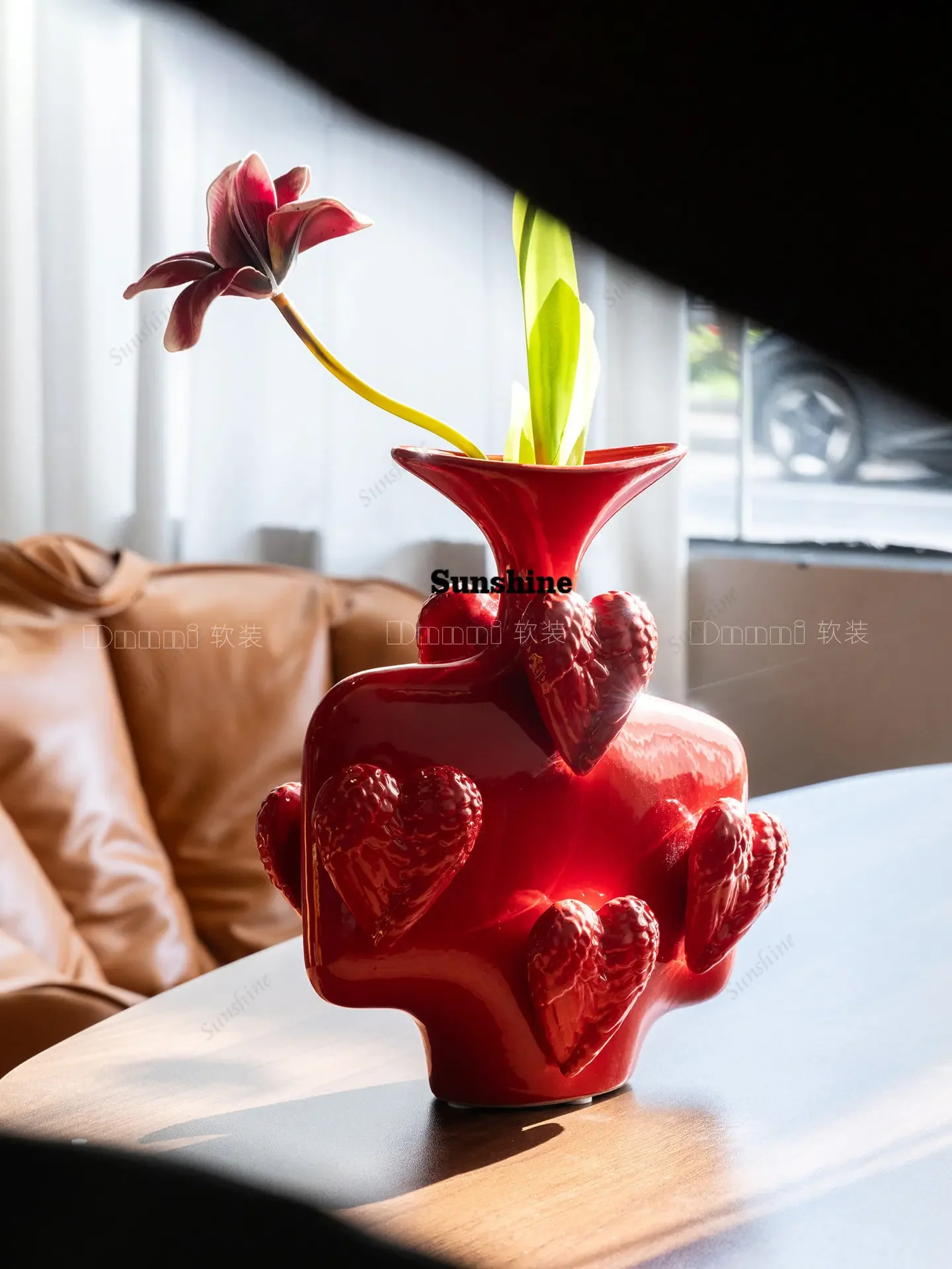 YRed love flower ornament hydroponic wedding room housewarming gift model room hotel bedroom living room decoration
