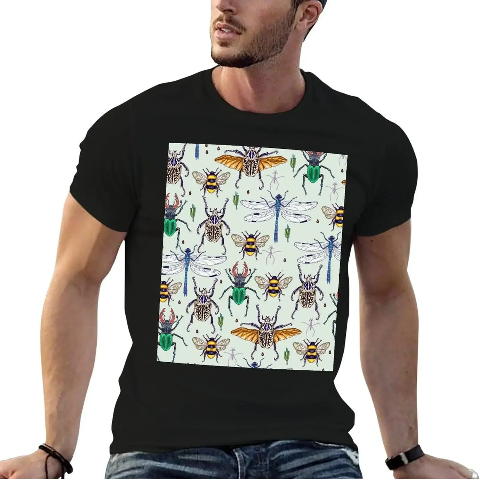 

lucky insects pattern T-Shirt cotton graphic tees summer clothes anime stuff Short sleeve tee men