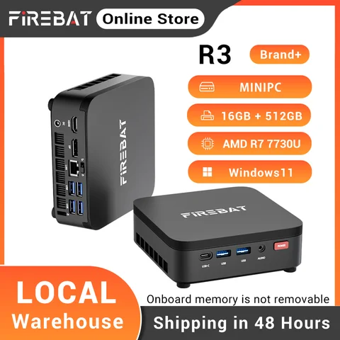 FIREBAT R3 Mini PC AMD Ryzen7 7730U Ryzen5 7430U LPDDR4 16GB RAM M.2 PCIe 512GB SSD WiFi6 BT5.2 Windows11 Desktop Computer