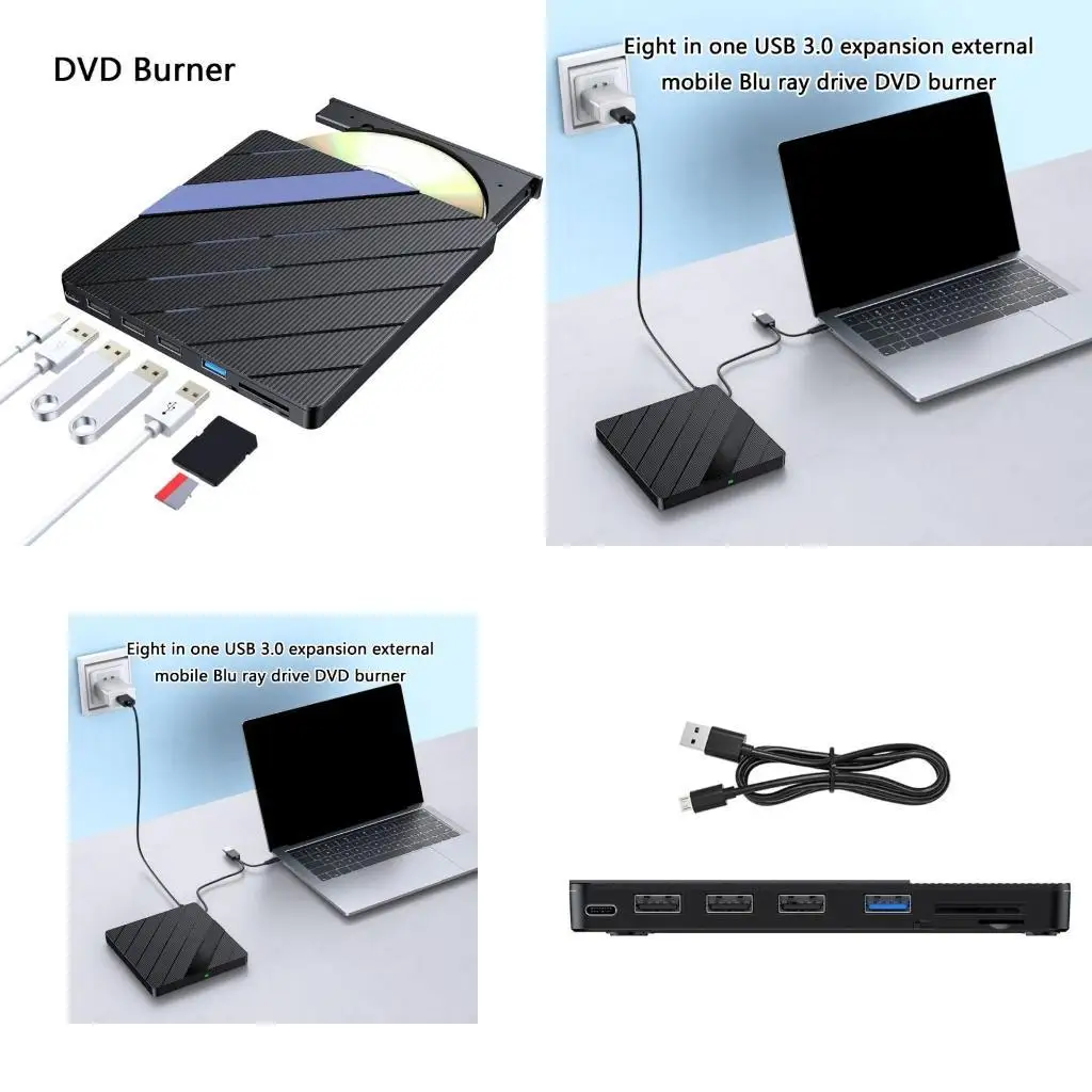 

652F Advanced External CDDVD Drive USB3.0 with Error Correction and NonSlip Base for Enhanceds Stability