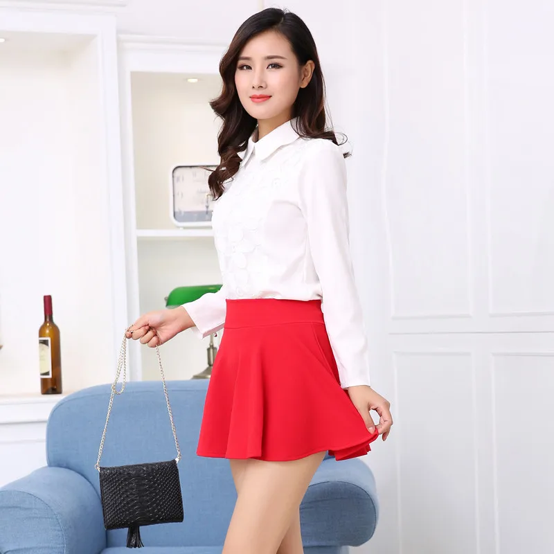 plus Size Summer Short Skirt for Square Dance And Sailor Dance High Waist A-Line Pleated Skirt  Style  Color Polyes...