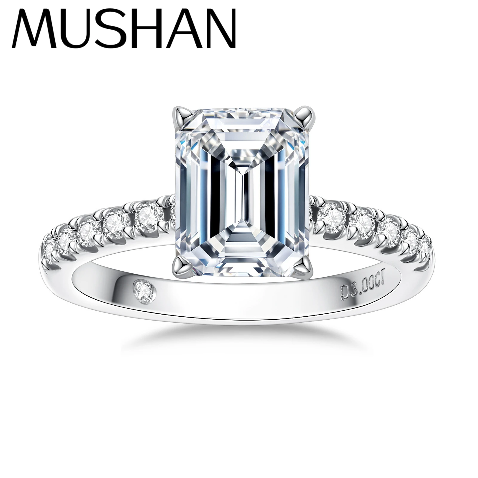 

MuShan Brand Jewelry 925 Sterling Silver Ring VVS Moissanite Brilliant Ring for Friend 18K Gold Plated MST Patent Fine Rings