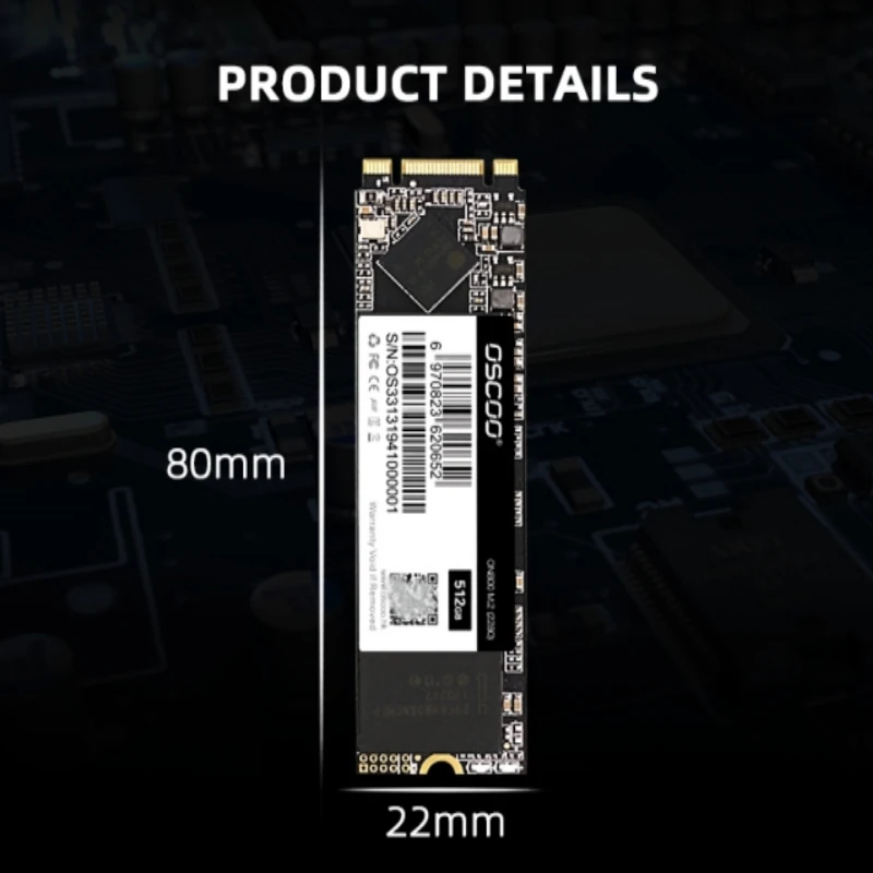 OSCOO SSD M2 SATA 2280 Internal Hard Drive 512GB SATA3.0 6 Gb/s M.2, NGFF 256GB 128GB Suitable For Laptops and Desktops