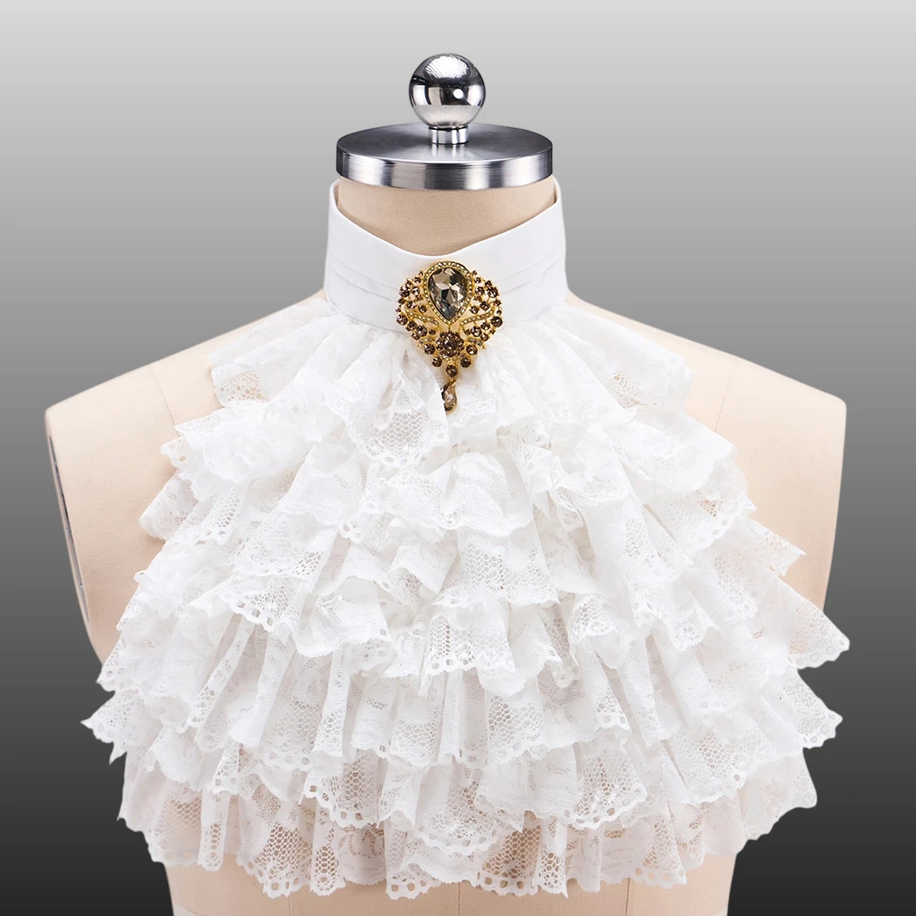 Caballero victoriano Príncipe volante desmontable Jabot Medieval hombres rococó barroco falso encaje Collar Venecia carnaval cuello pajarita