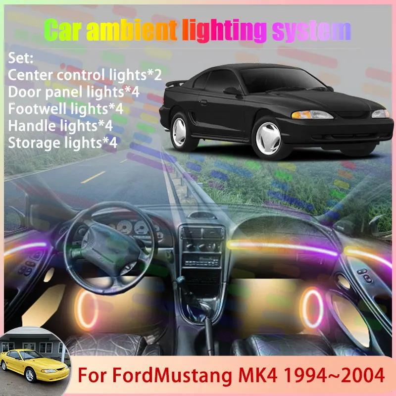 

For FordMustang SN95 MK4 1994~2004 1995 New Edge 2/18 in 1 Car Atmosphere Light Lamp RGB Shade Ensemble Streamer Atmosphere Set
