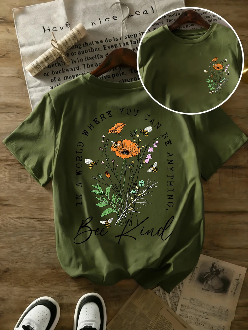 Sommer-T-Shirts mit wunderschönen Blumendrucken für Damen, übergroße T-Shirts aus Baumwolle, einfache O-Ausschnitt-Kurzarm-Tops, lässige Damenkleidung – Detail 25