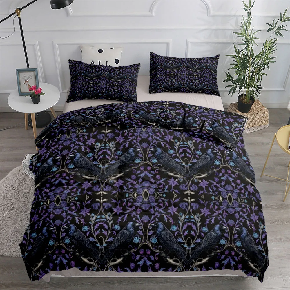 Cottagecore Ravens Gothic Single Double Twin Full Queen King Duvet Cover Set