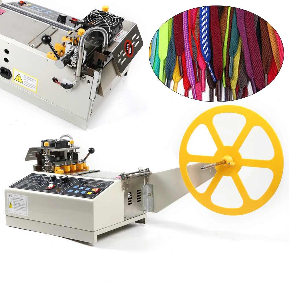 Automatic Ribbon Belt Fabric Cutting Machine Hot & Cold Tape Digital Belt Cutter Textile Ribbon Strip Cutting Machine 280W 110V