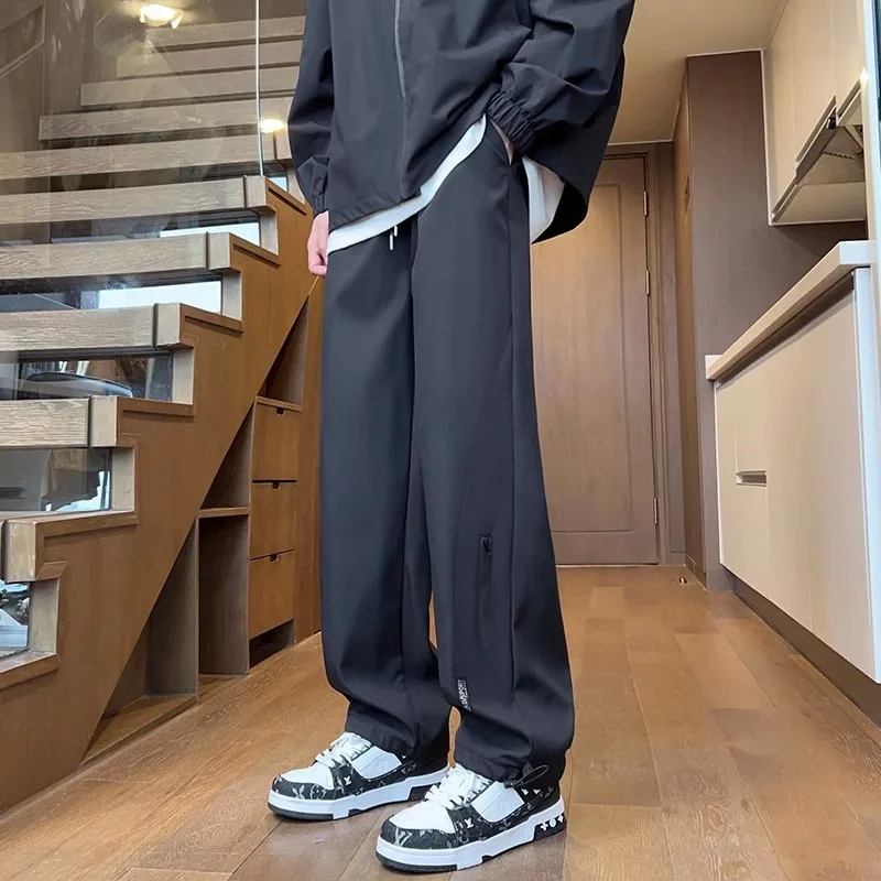 メンズ 2025年 春秋 新作 速乾 ゆったり カジュアル ストレート スポーツ ワークウェア カジュアル ロングパンツ ロング丈パンツ 無地