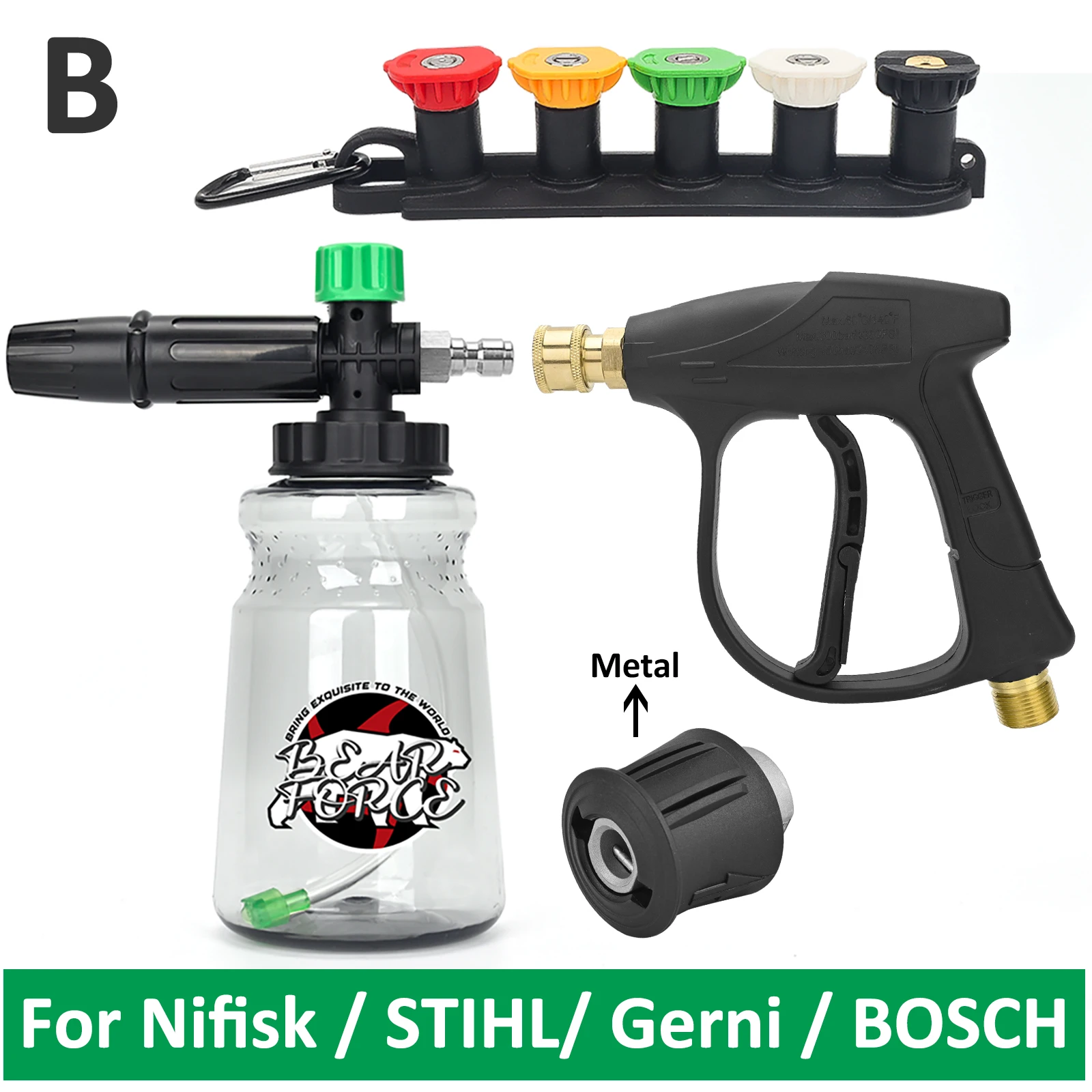 Hogedrukreiniger Waterpistool Kit voor Car Cleaning Slang Connector Voor Karcher Nilfisk Parkside Bosch Quick Connector Nozzles - afbeelding 1