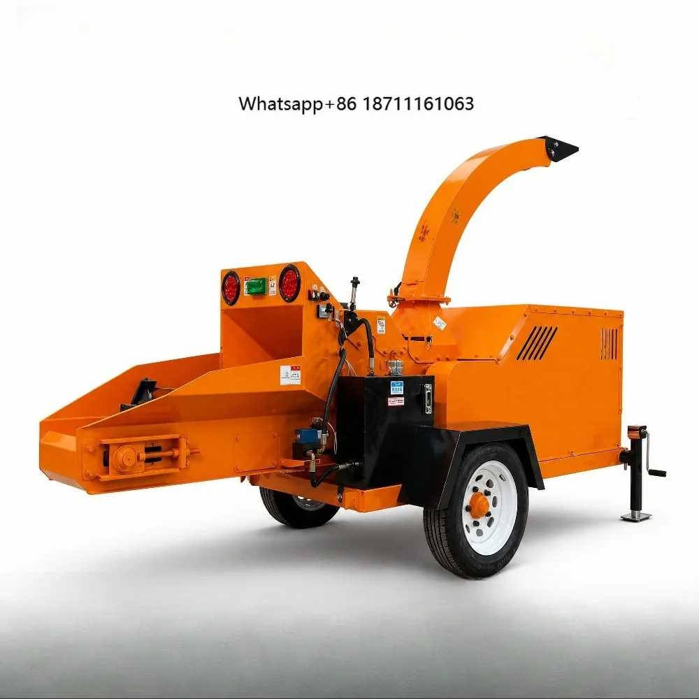 Mobile Wood Chipper 32HP for Branch Log Hydraulic Feed Auto Speed Low Fuel Farm Use