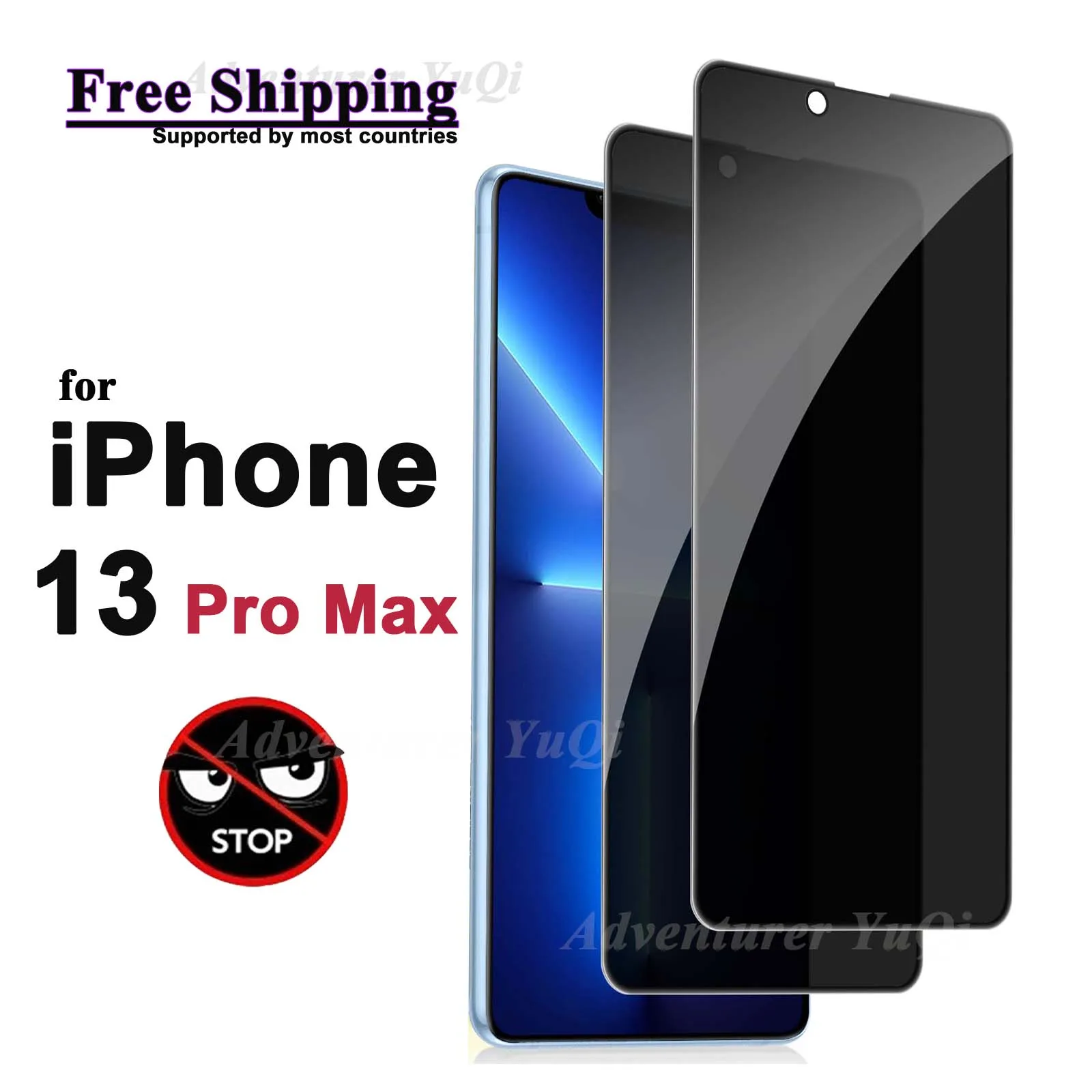 

Anti Spy HD Screen Protector For iPhone 13 Pro Max, Tempered Glass Privacy Anti Peep Scratch 9H Case Friendly High Aluminum