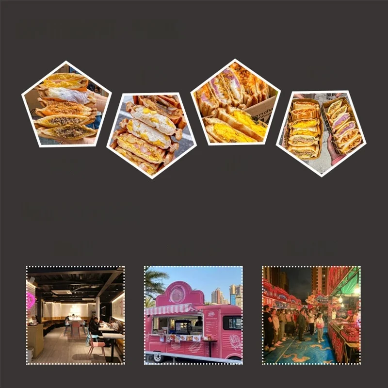 Snack Equipment 2 Slicer Commercial Home Sadwich Bread Machine Panini Press Grill Bread Toaster Waffle Snack Breakfast  Machine