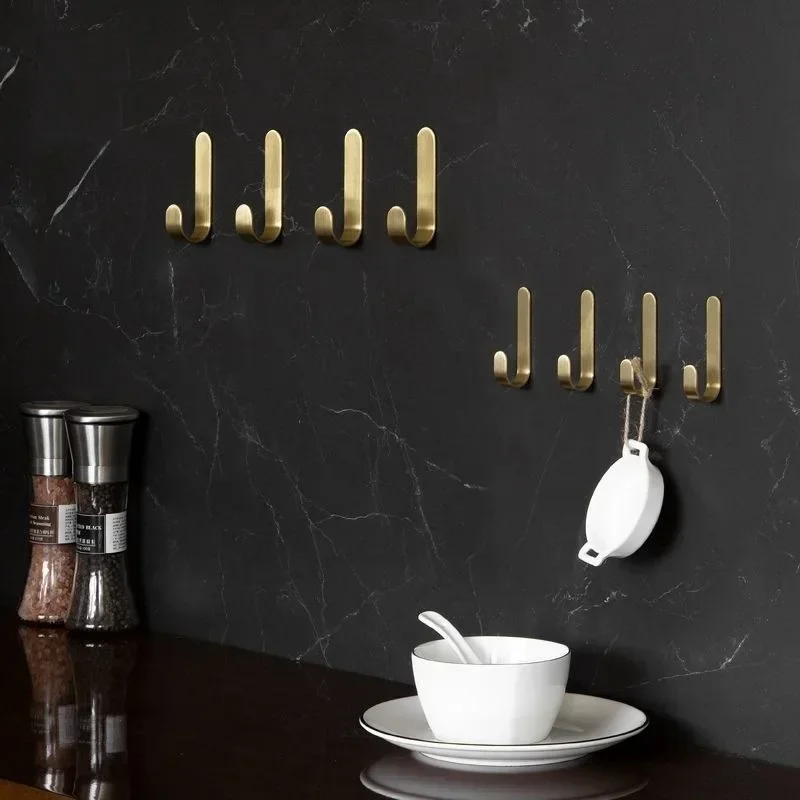 2pcs Brass Wall Mounted Coat Rack Gold Retro Robe Hooks Clothes Door Hanger Kitchen Bathroom Cabinet Towel Storage Hangers