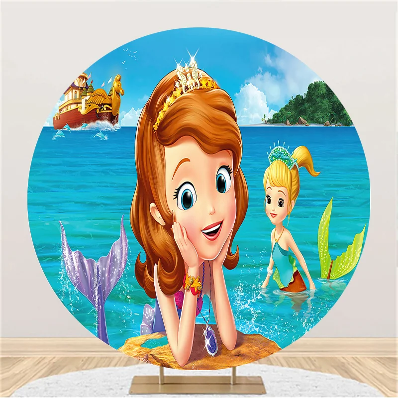 Disney Rabbit Squirrel Little Princess Sofia Cartoon Round Circle Girls Birthday Party Banner Decoration Photography Background