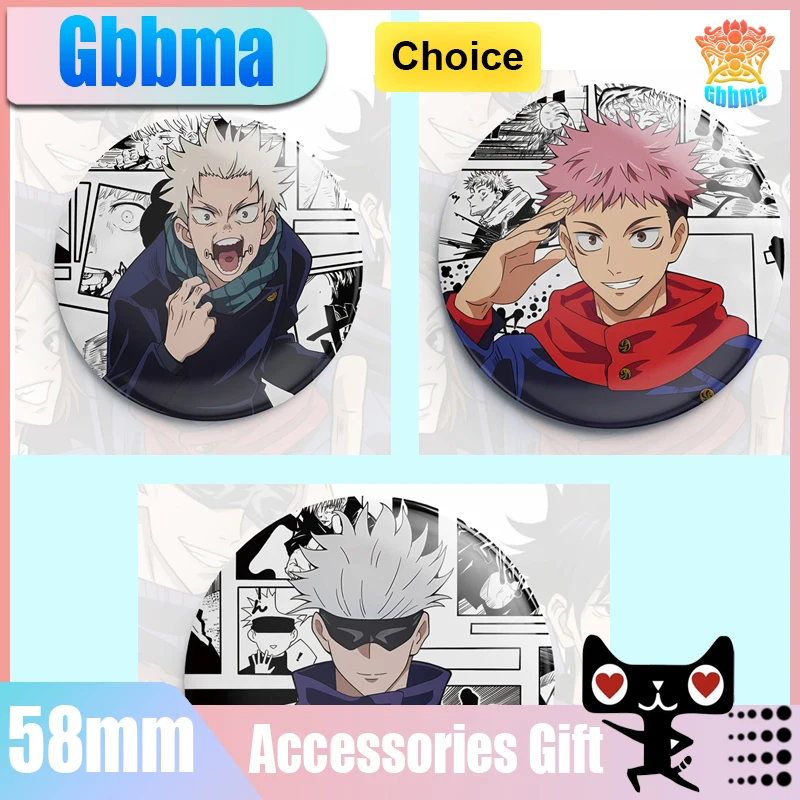 Anime Character Jujutsu Kaisen Ryomen Sukuna Badge Brooch Tinplate for Various Clothing Backpacks Jewelry Accessories Gift