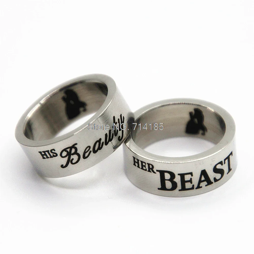 Парные ювелирные изделия из нержавеющей стали с кольцом His Beauty Her Beast