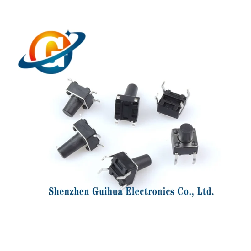 100pcs tactile switch 6 * 6 direct insertion 4-pin vertical 6 * 6 * 4.3/5/6/7/8/9/10/12-22mm button