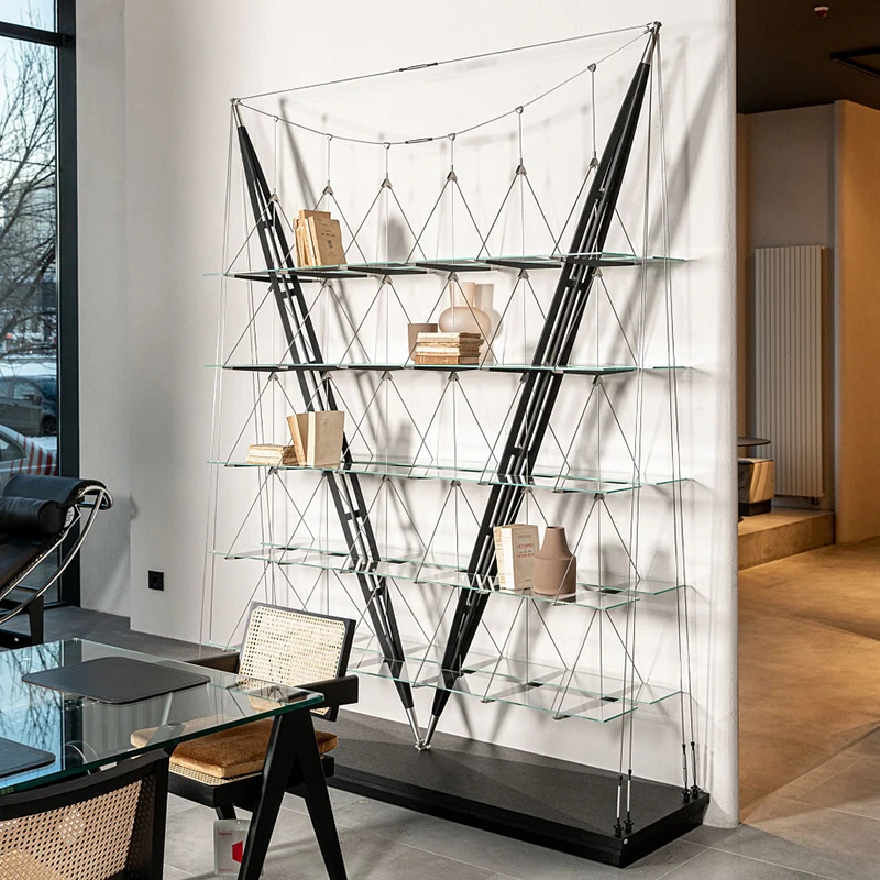 Bookshelf Designer Furniture Sailing Book and Newspaper Rack Italian Minimalist Solid Wood Partition Rack Display Rack