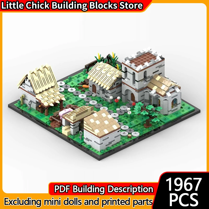 

Модель City Street View MOC, строительные кирпичи, игра, деревенская сцена, модульная технология, детские праздничные подарки, сборные игрушки, костюм