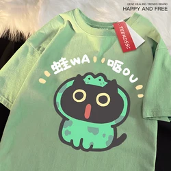 Role Playing Frog Cat R1165T-Shirt Male Cotton Crewneck Tshirts Casual Sweat T-Shirts Pattern Loose Short Sleeve Oversized Tees