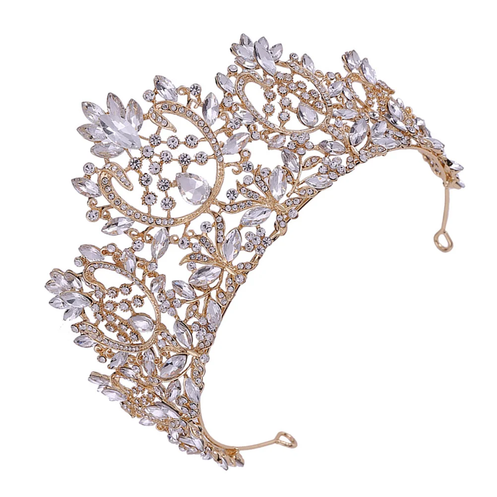 

1Pcs Bride Headdress Crown Vintage Baroque Design Elegant Rhinestone Decorated Hair Accessory for Wedding Bridal Event