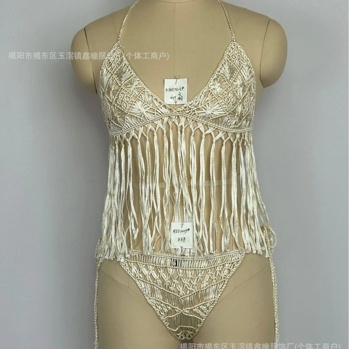 K3889413+H231009 Bohemian Swimwear Sweet Beach Swimwear Cutouts Fashion Design Hand-woven sexy swimwear Haute Couture