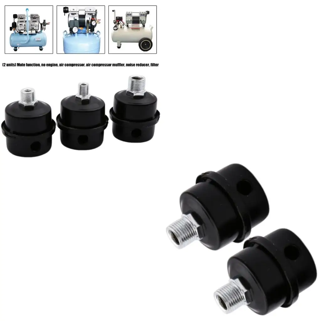 2Pcs Air Compressor Filter Noise Muffler Silencers Squelch Muffler